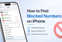 Illustration showing iPhone Settings app with Blocked Contacts feature for article about finding blocked numbers on iPhone