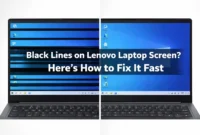Featured image showing black lines problem on Lenovo laptop screen and the solution to fix them