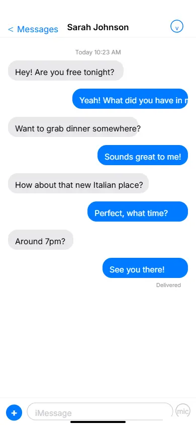 iPhone Messages app showing the plus icon next to the text
input field to access the sticker panel