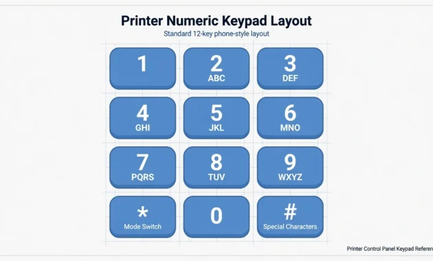 Diagram of Canon printer number pad showing T9 letter assignments for each key to help enter WiFi password manually