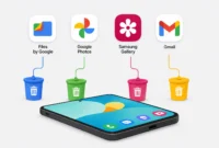 android-separate-trash-folders-feature llustration showing Android apps each with their own trash folder instead of one universal recycle bin