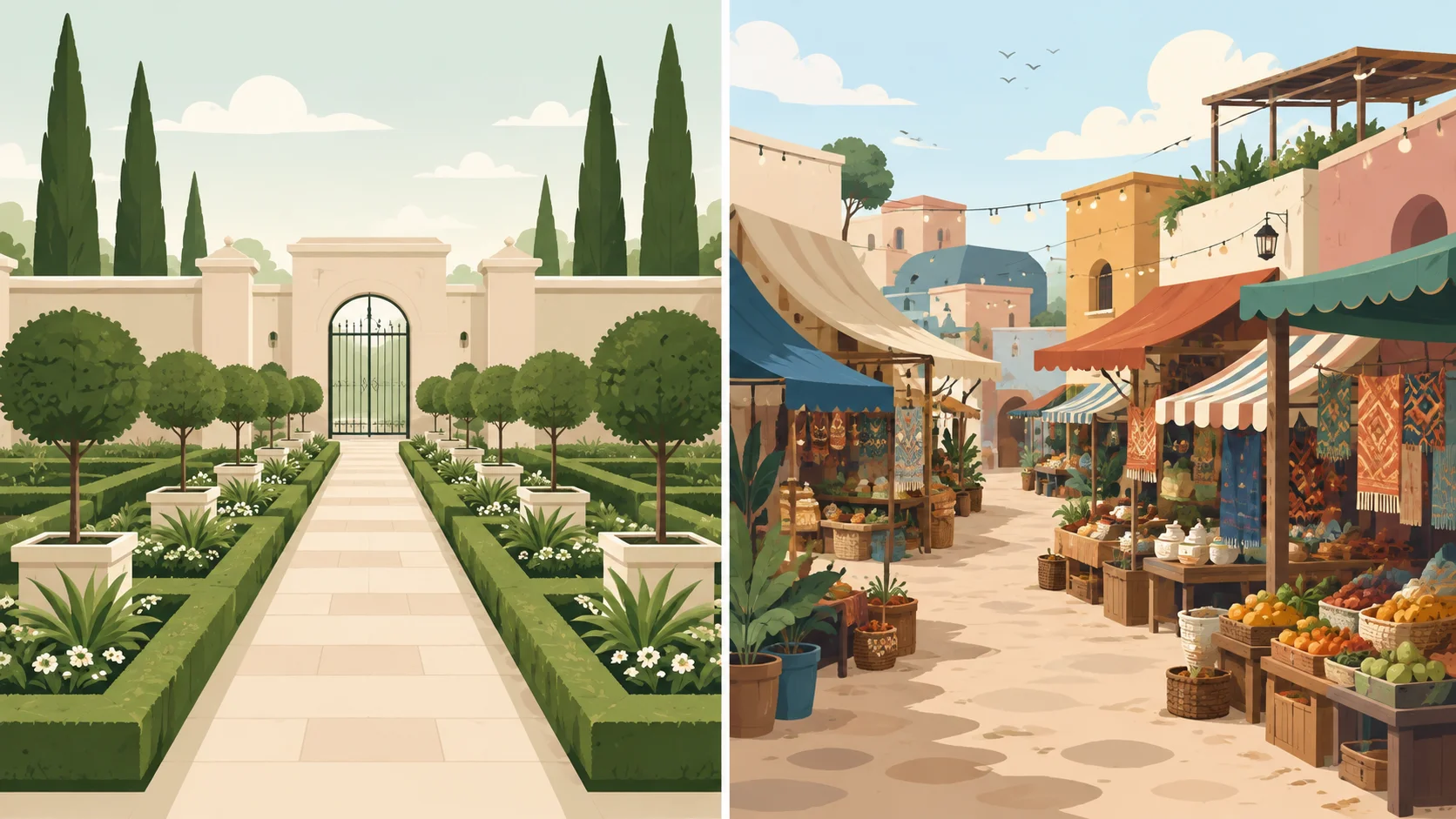 Illustration comparing the iPhone walled garden approach with Android's open marketplace of many phone makers